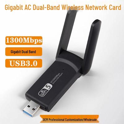 Dual-Band USB3.0 WiFi Network Card for Laptop/Desktop - 1300Mbps High-Speed & Stable Connection