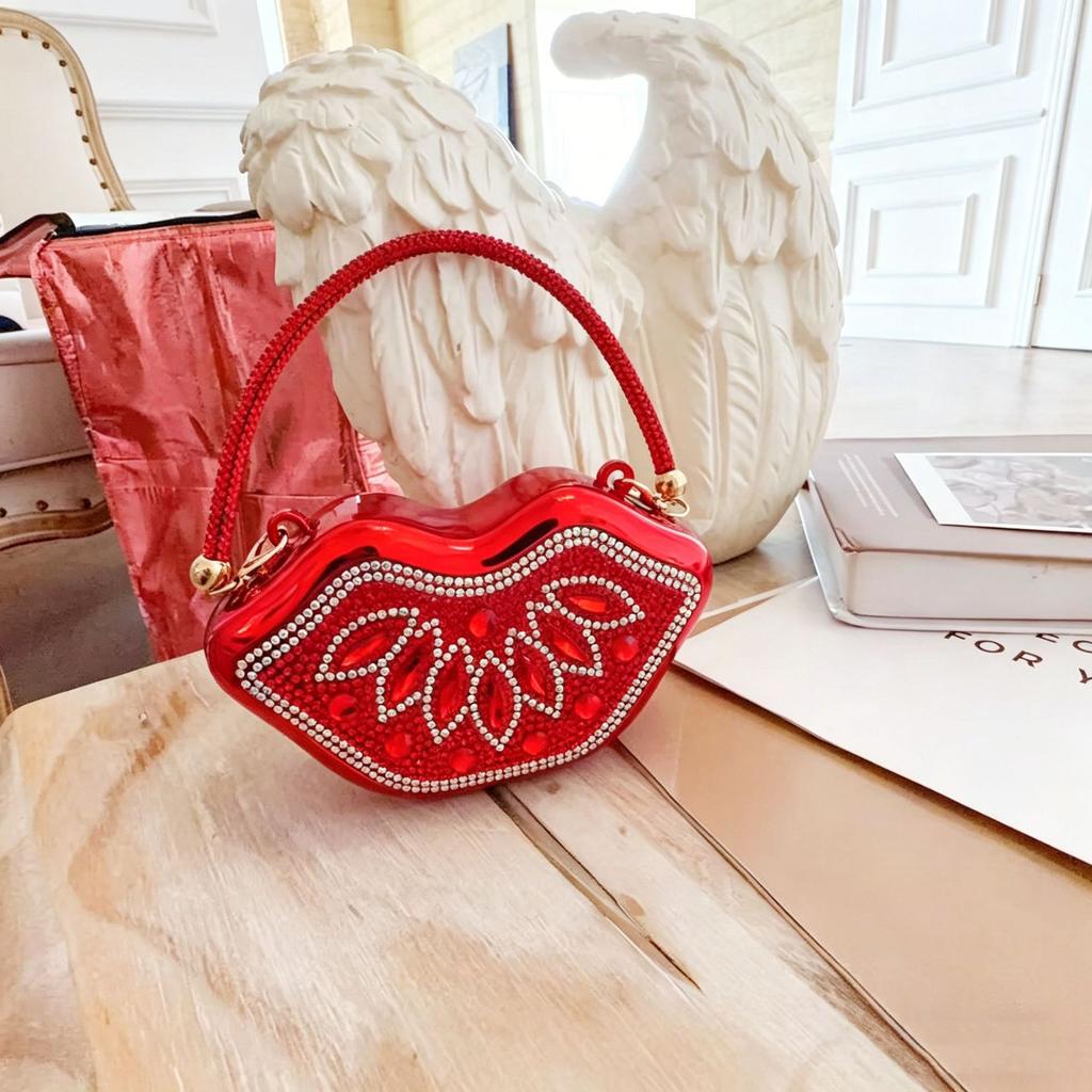 Acrylic Sticker Drill Lip Bag Mini Bag Crossbody Fashion Personalized Mouth Red Envelope Cosmetic Bag