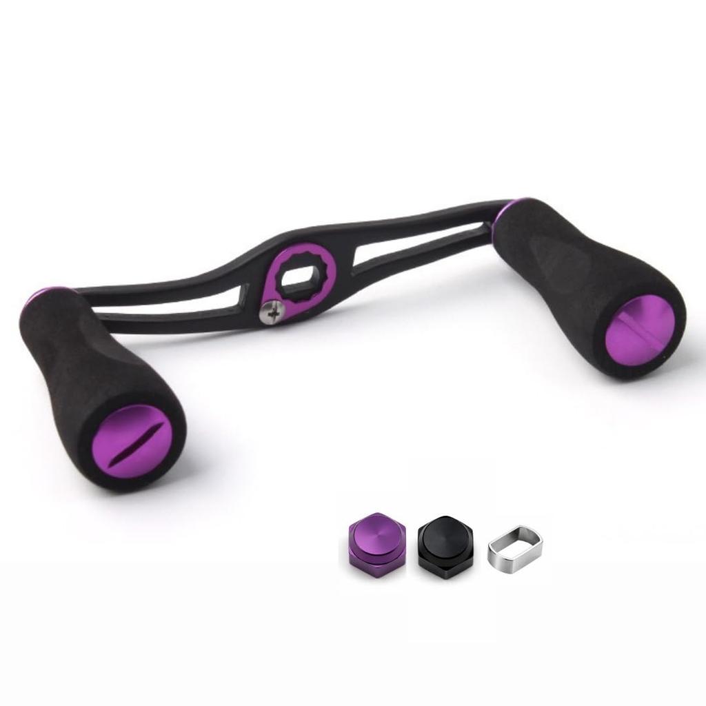 KindWave Reel 100mm Shaft 110mm Overall EVA Aluminum Compatible with Abu and Shimano Purple Handle, Distance, Length, Knob, Alloy, Daiwa, Garcia,