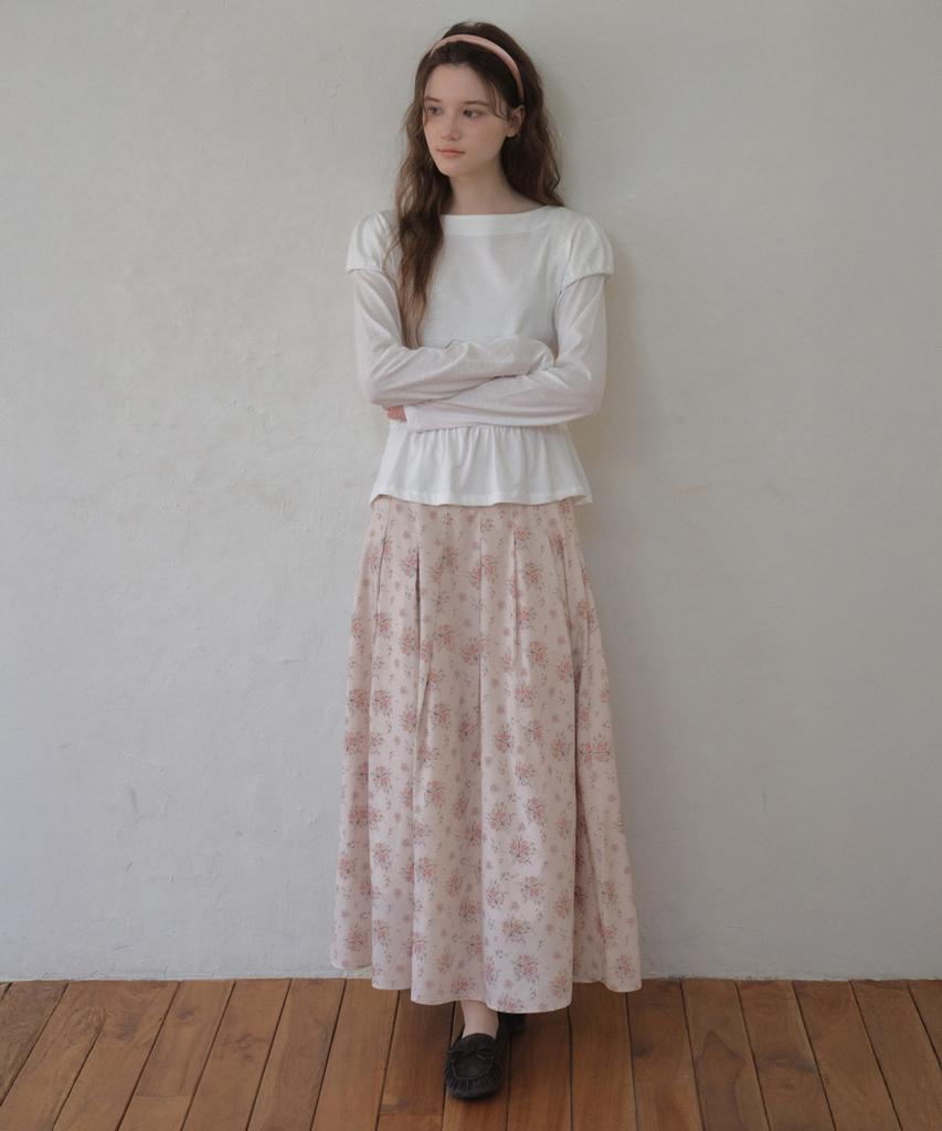 Aueonoseuteljia Vintage Bloom Pleats Skirt_Pink(O26Sk02)
