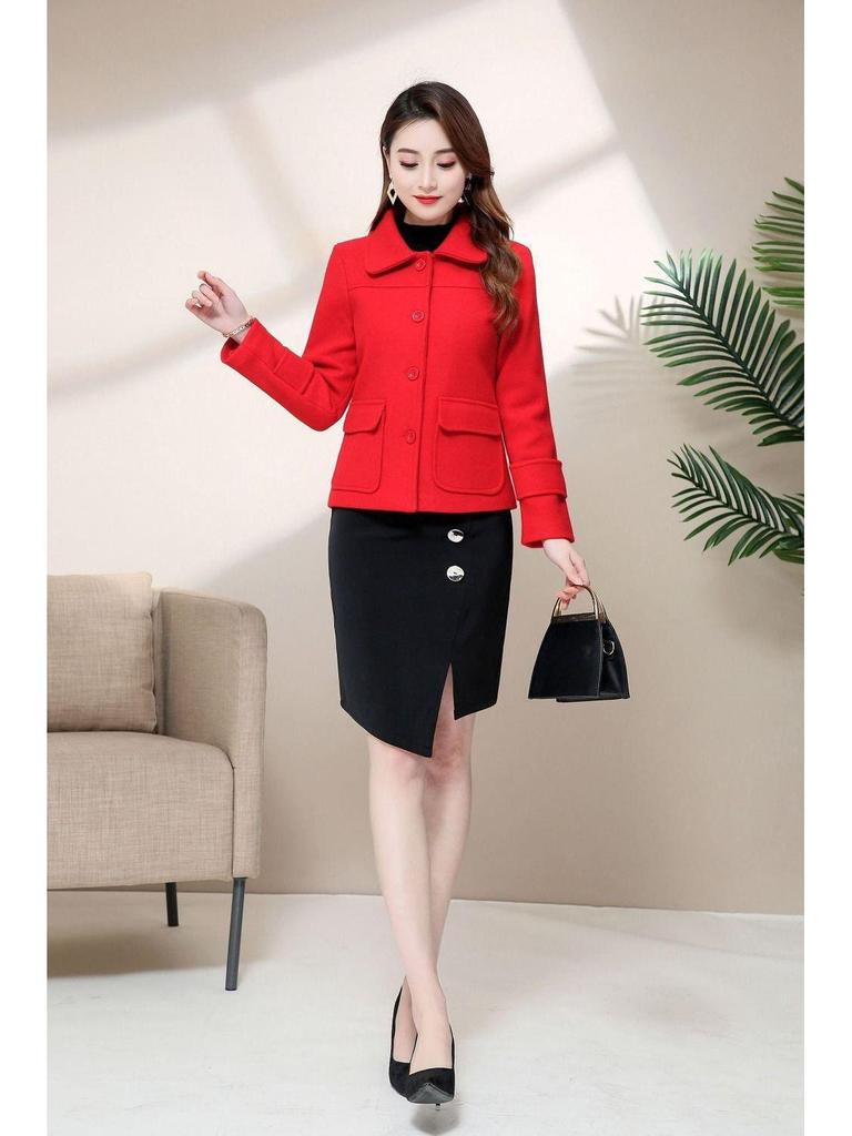 Petite Women's 2024 Korean Woolen Coat - Short Style Casual All-match Cardigan