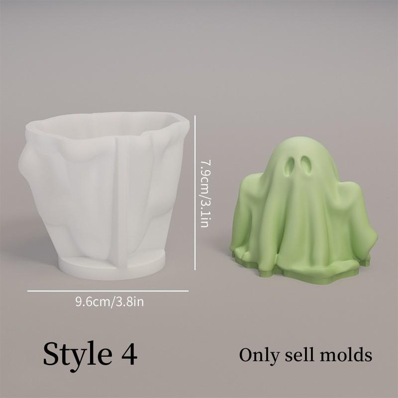 3D Cartoon Funny Ghost Silicone Candle Mold,Halloween Ghost Pumpkin Decor Making Mold,Diy Epoxy Resin Plaster Craft Casting Mold