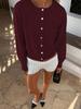 Women's European and American Style Single Row Shell Button Sweater Jacket 2026 New Loose Soft Round-neck Knit Cardigan