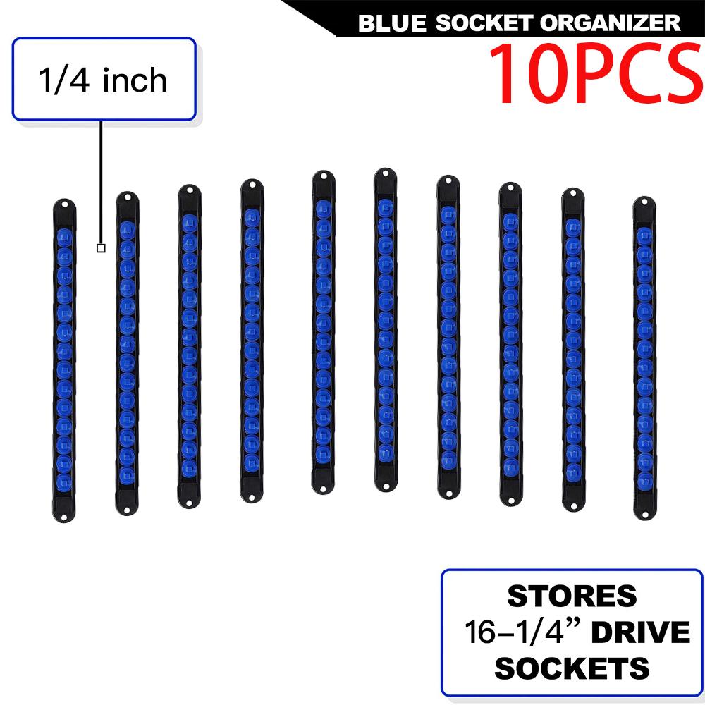 ABS Socket Organizer 360° Swivel 1/4Inch 3/8Inch 1/2Inch Premium Quality Socket Clip Rail Holder socket organizer tools Blue