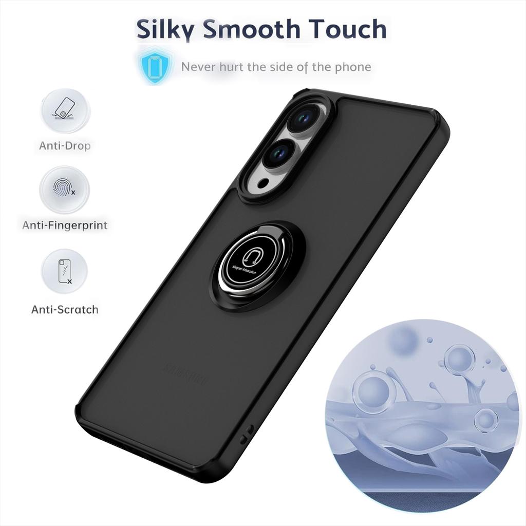 Armor Matte Case For Samsung S25 S24 S23 S22 S21 S20 Note 20 Ultra Plus S25edge S24FE S23FE Magnetic Ring Stand Shockproof Cover