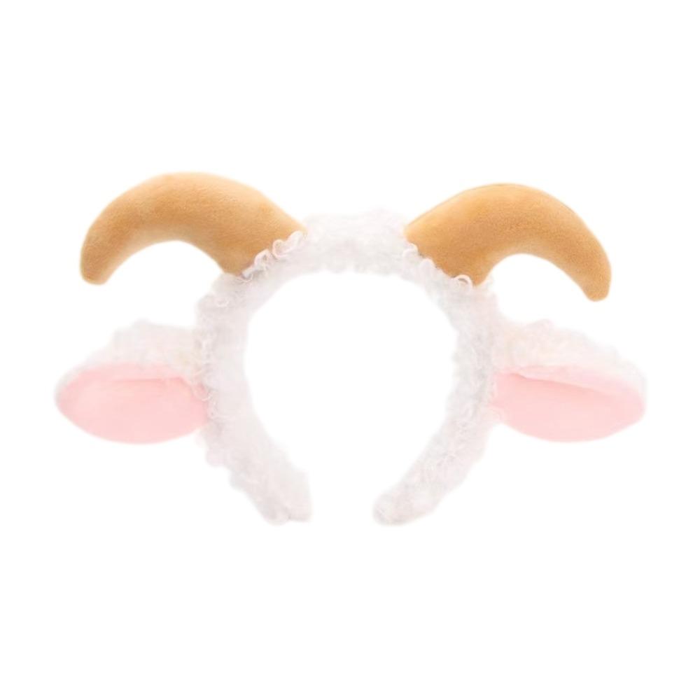 Soft Goat Ears Headband Plush Lamb Cosplay Tail Comfortable Wear Sheep Horn Hair Band Photo Props