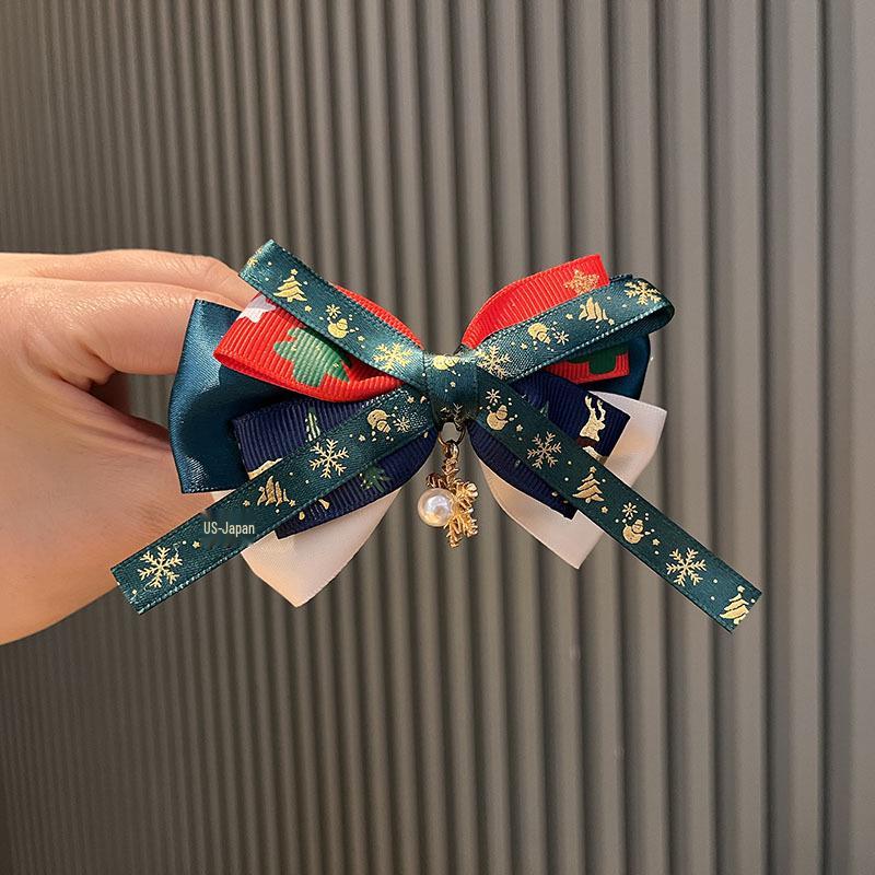 Handmade Fairy Mori Style Christmas Bow Hair Clip – Cute & Sweet Spring Hair Accessory