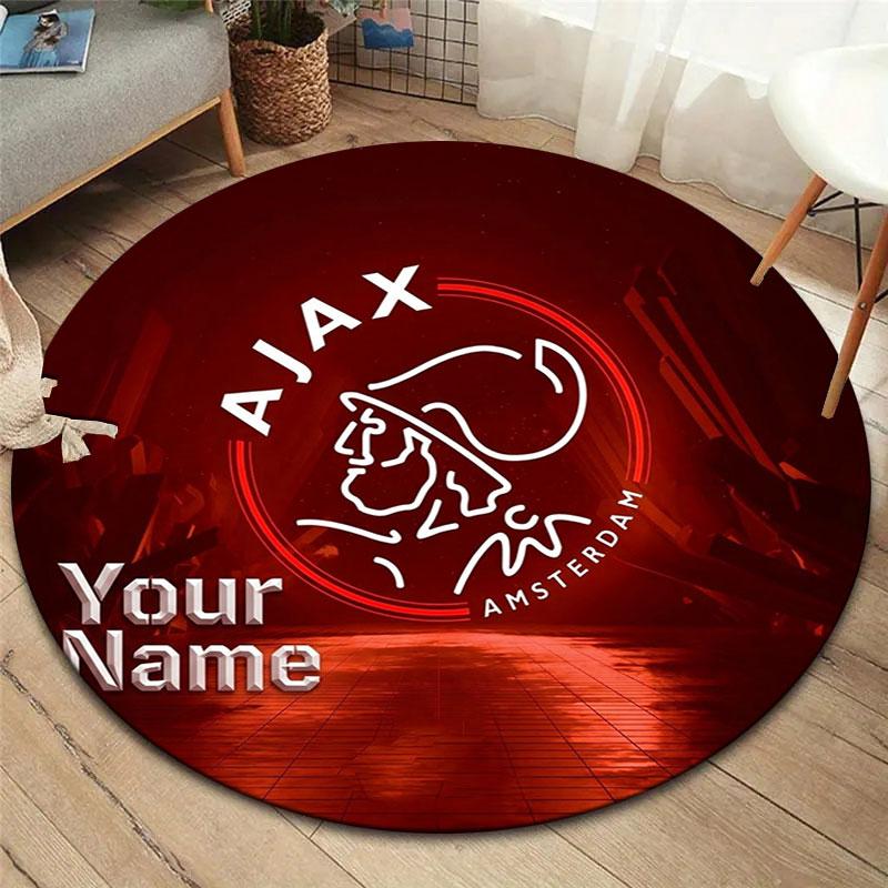 AFC Ajax Custom Name Round Area Rug,Carpet Rug for Living Room Bedroom Sofa Playroom Decor,Non-slip Floor Mat