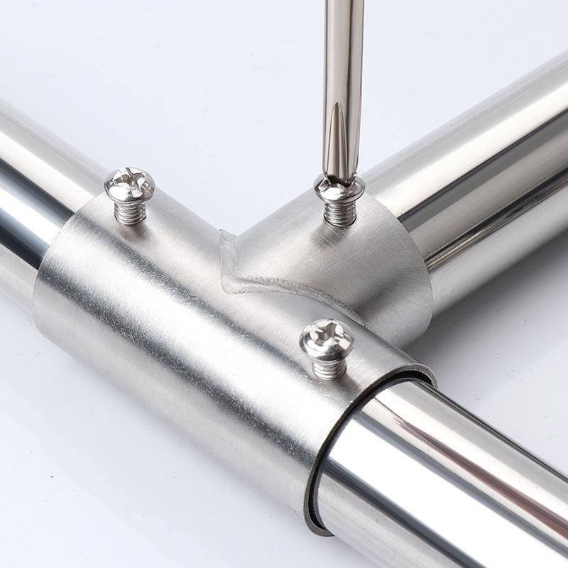 Stainless Steel Round Pipe Connector for Clothes Rack and Shelf Joint Tee