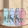 1PC Forest Fox Botanical Art 750ml Color Plastic Sports Water Bottle Leakproof Flip Straw Lid Suitable for Sports Office Home Use