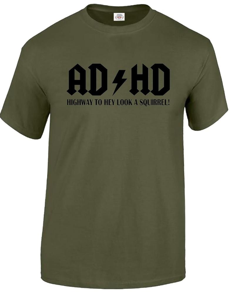 ADHS Autobahn zum Hey schau ein Eichhörnchen T-Shirt Herren Lustiges ADHS ADSR Tee Top