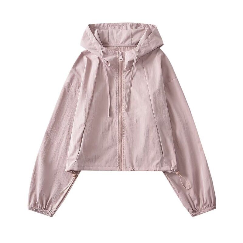 Fashion Style 2024 Spring New Arrival Women's Clothing Zipper Casual Loose Long Sleeves All-Matching Hooded Jacket Short Outwear