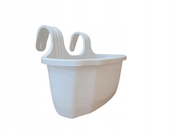 Doniczka Balkonowa Skrzynka Z Uchwytem 38 X 17 Cm Biała Plastikowa