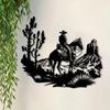 Vintage Iron Western Cowboy Horse Wall Art, Weather-Resistant Farmhouse Decor & Gift