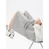 Cotton Drawstring Wide Leg Sweatpants, Loose Straight Leg Casual Sports Five Points Trousers For Summer Streetwear