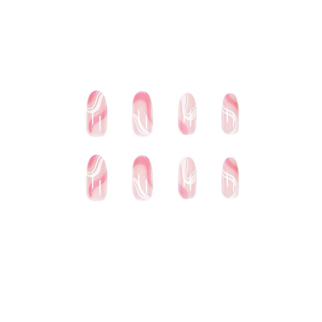 Pop Series Pink & White Wearable Manicure Removable False Nail Stickers