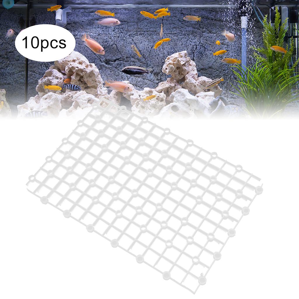 10 Stück Kunststoff Spleißen Aquarium Filter Bodengitterplatte Sieb für Aquarium Fischtank VerwendungWeiß