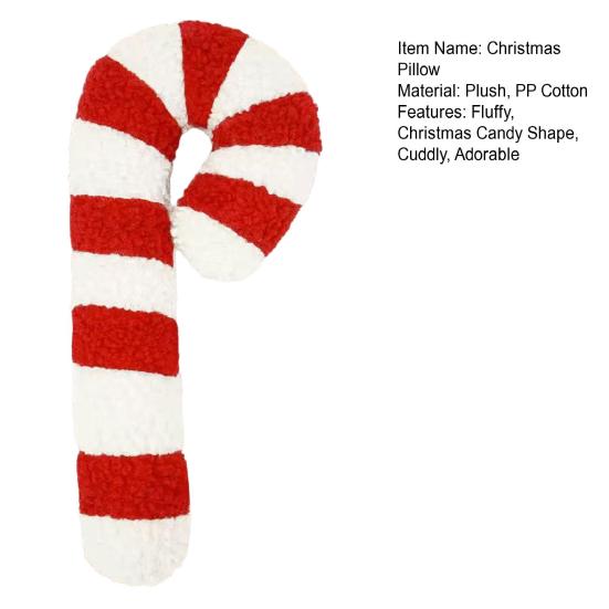 Χριστουγεννιάτικο Μαξιλάρι Καραμέλας Διακοσμητικό Μαξιλάρι Ρίψης σε Σχήμα Μπαστουνιού Καραμέλας Χαριτωμένο Βελούδινο Μαξιλάρι Μέντας για Καναπέ Σαλόνι Χριστουγεννιάτικη Διακόσμηση