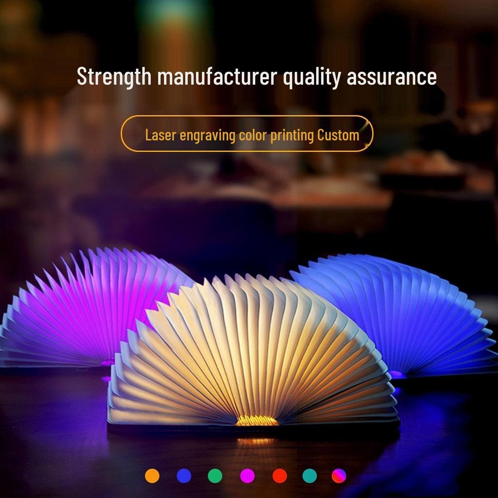 LED Wooden Folding Book Light: Creative Page-Turning Night Lamp & Corporate Gift for Bedside Atmosphere