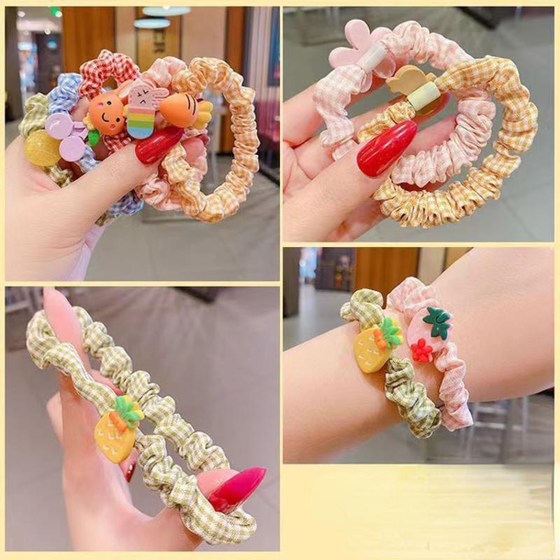 [10-delars set] Barnens gummiband Söt söt huvudbonad Djur scrunchies Flicka Håraccessoarer