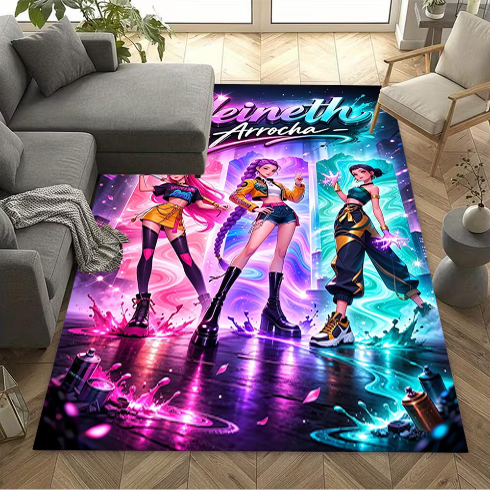 1pc K-pop Demon Hunters Rug Home Carpet Decoration Office Decor Gift Living Room Bedroom