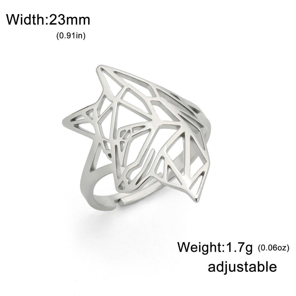 My Shape Punk Hollow Wolf Ring for Men Viking Fenrir Wolf Stainless Steel Adjustable Animal Head Finger Rings Fashion Jewelry