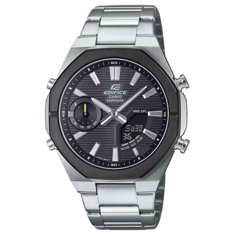 

CASIO Smartphone Link Series 100m Waterproof Quartz Steel Strap Unisex Black Dial ECB-S10DB-1A чорний