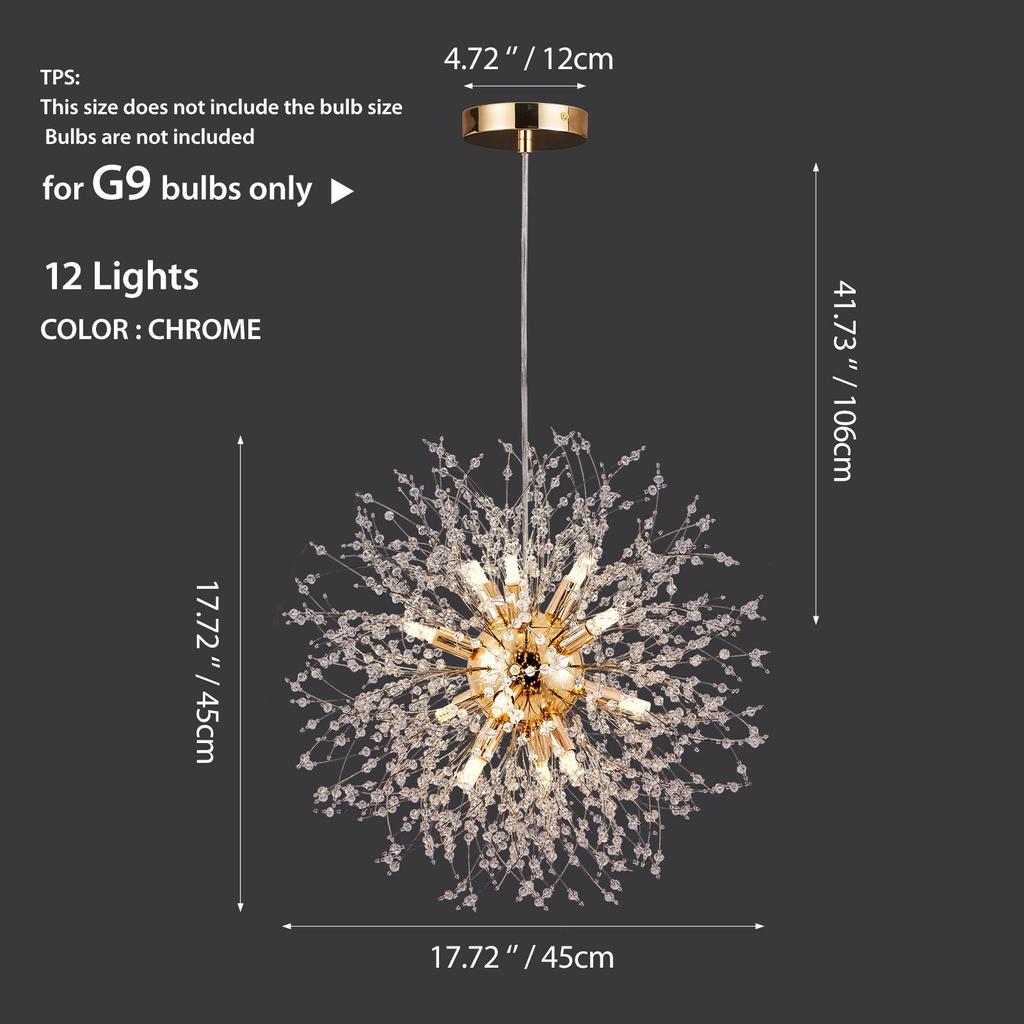 Nordic Dandelion Crystal Chandelier for Living Room or Bedroom