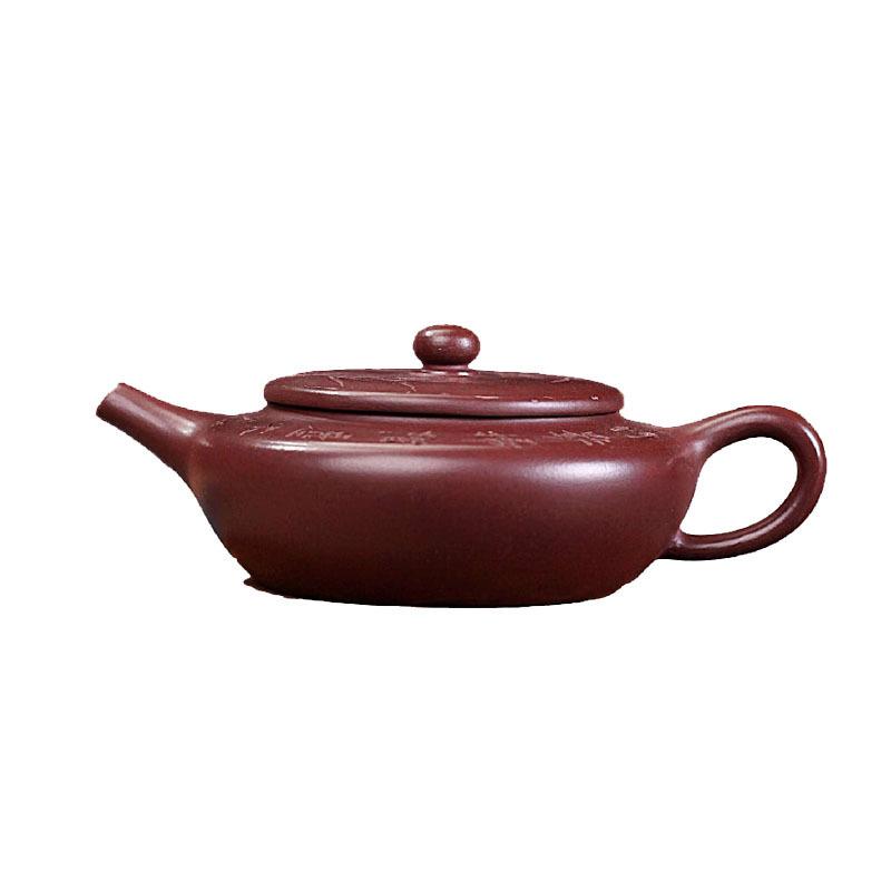 

150ml Traditional Yixing Purple Clay Teapots Handmade Flat Chen Pot Raw Ore Purple Zhu Mud Kettle With Filter Zisha Tea Set Gift