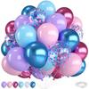 10inch 40pcs Mermaid Balloons Metallic Purple Green Confetti Balloons for Girls Under The Sea Themed Birthday Party Decoration 5