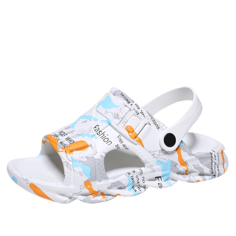 

Модные мужские уличные домашние тапочки на толстой подошве, студенческие прогулочные повседневные сандалии, водная обувь 44 белый