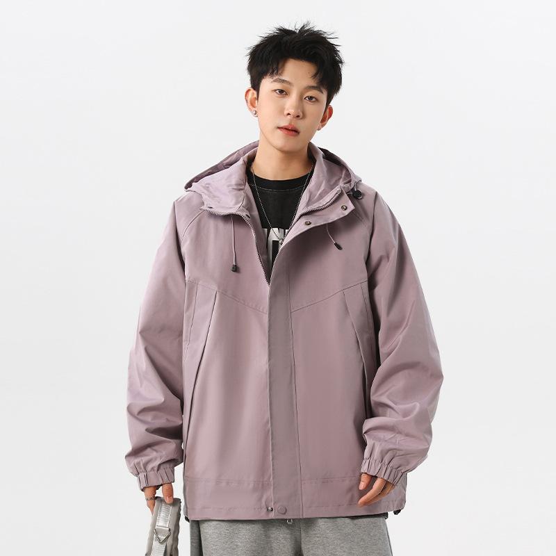Spring and Autumn New Jacket Men's Hooded Versatile Casual Loose Jacket Solid Color Hooded Teen Jacket for Men