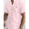 Herren Kurzarm Henley-Shirt, Sommer, einfarbig, Henley-Kragen, lässiger Stehkragen, Regular Fit, Knöpfe