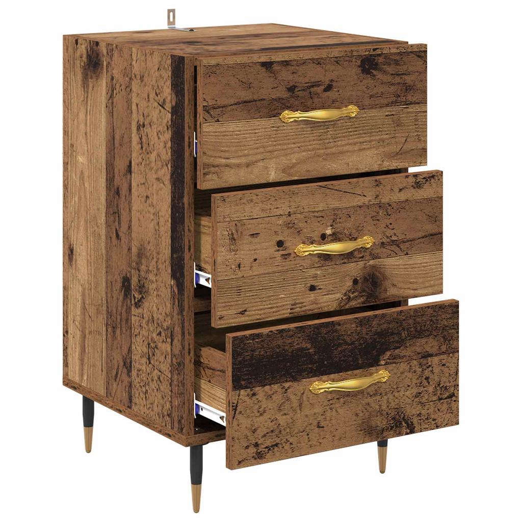 Nightstand with Drawers Reclaimed Wood Look 40 x 40 x 66 cm Engineered Wood