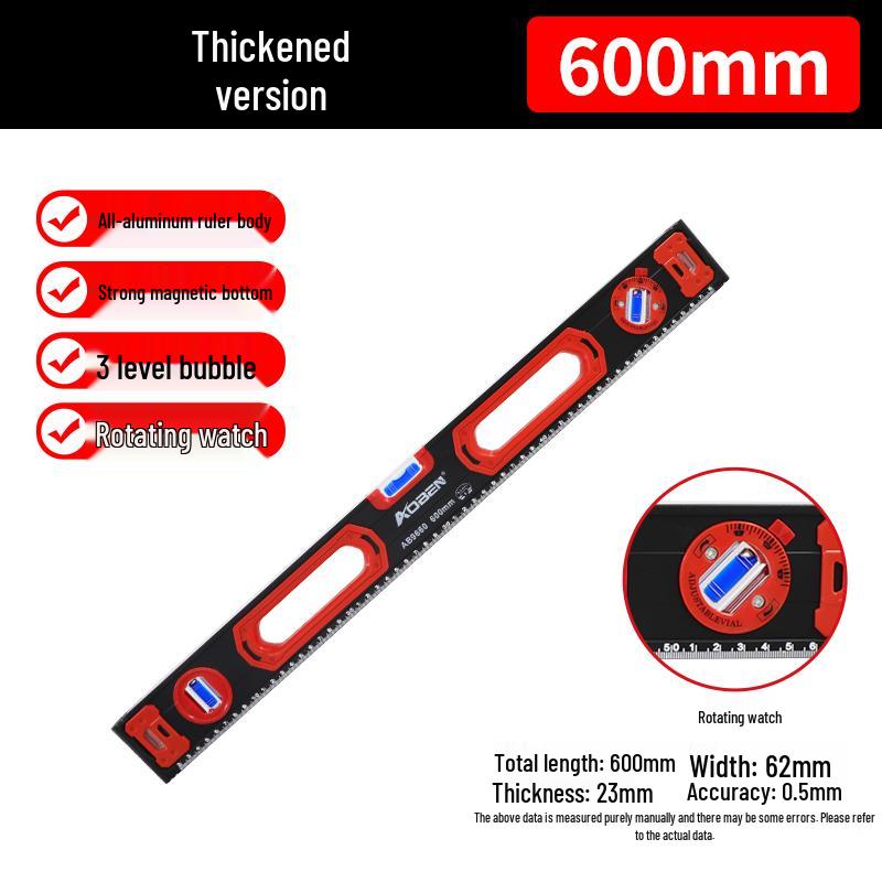 High Precision Mini Spirit Level with Strong Magnet, Multifunctional Aluminum Alloy Ruler