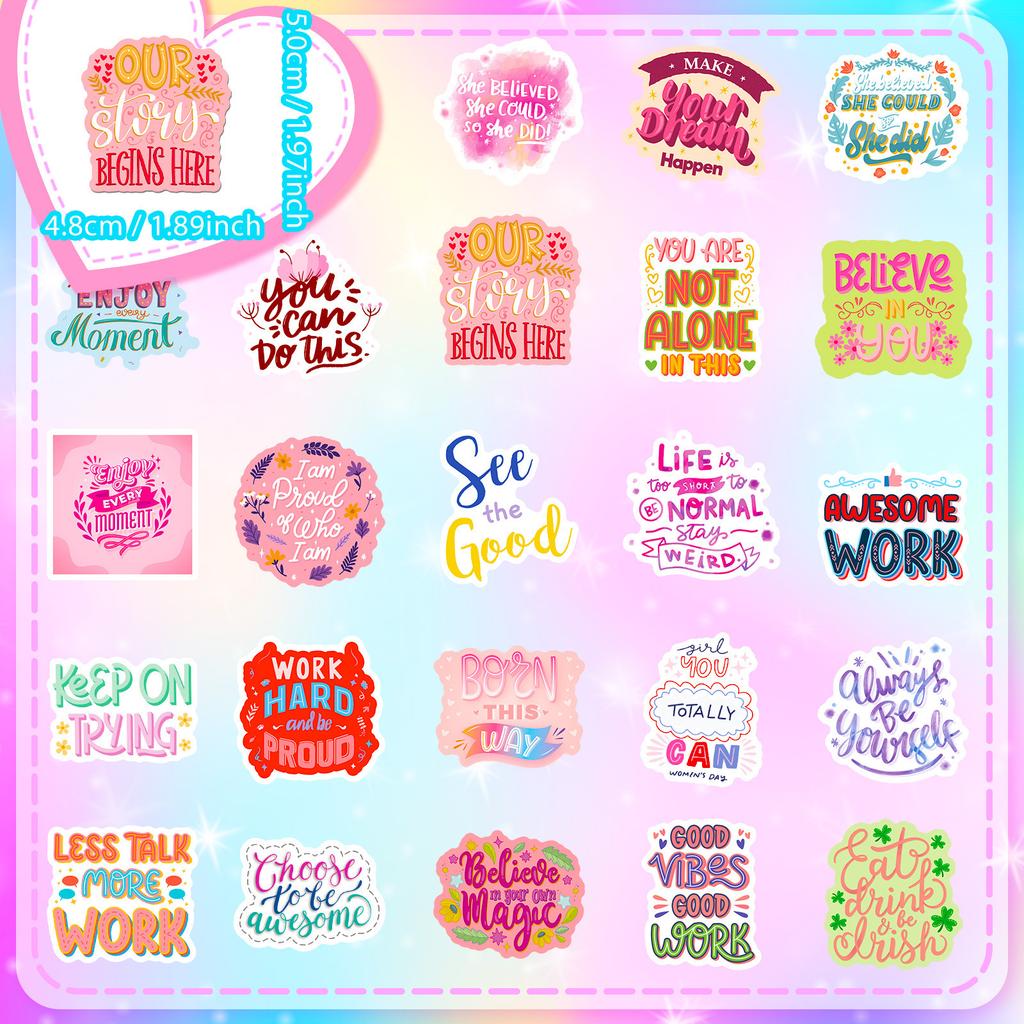 50 Pink Inspirational Texts Internet Celebrity Inspirational Texts Girl Heart Healing Wind Phrases English Stickers