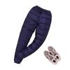Women's High-Waist Fleece-Lined Warm Down Pants - Lightweight, Straight Leg, Perfect for Middle-Aged & Elderly Moms, Small Size (New).