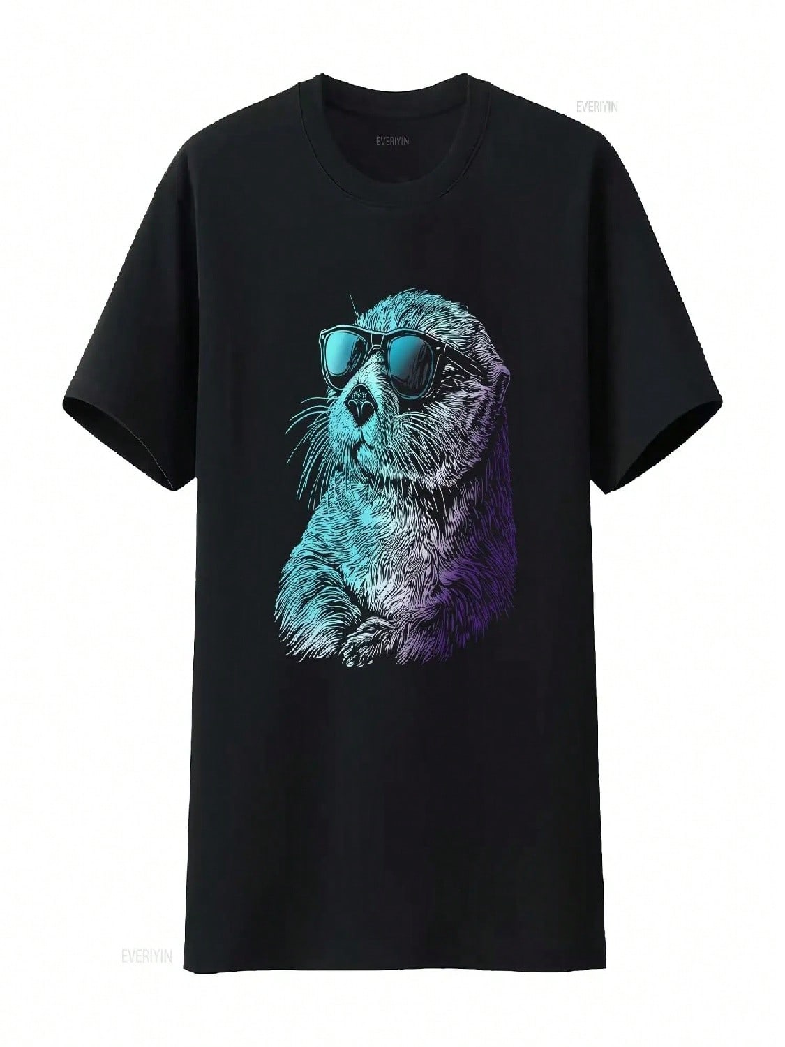 Otter T Shirt Sea Animal Wearing Sunglasses Colorful Cute Lover Idea Vintage Washed Casual Designer Clothes Soft Graphic S разноцветный