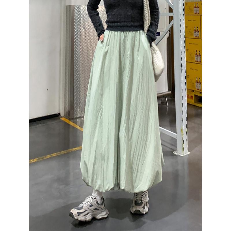 

White Floral A-line Ice Silk Midi Skirt - Women s Summer High-Waist Slimming Skirt Medium светло-зеленый