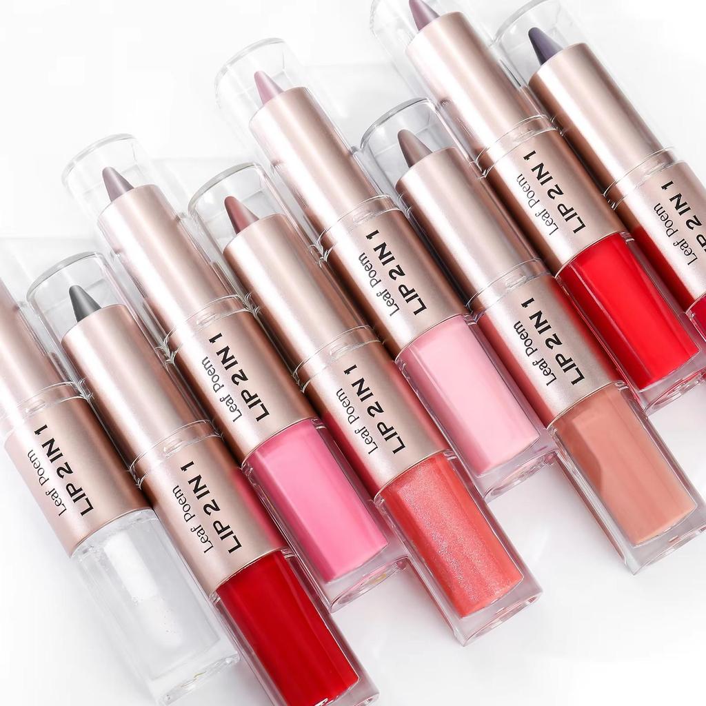 Matita Contorno Labbra Nera Marrone Conica Doppia Testa Specchio Lucidalabbra Rimpolpante Gloss Labbra Cristallino Tinta Labbra Rosse Sexy Trucco
