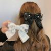 Elegant Plaid Fabric Bow Women's Pearl Rhinestones Gentle and Sexy Hair Clips Cute As Fashionable Headwear Accessories for Girls
