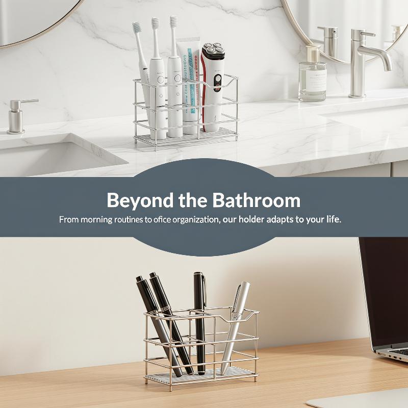 Stainless Steel Toothbrush Holder Rustproof Wall Mounted Razor Storage Rack for Bathroom Shower Vanity Organization