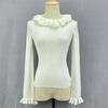 Gentle Wind Early Autumn New Age-reducing White Knitted Sweater Lace Collar Shirt for Women