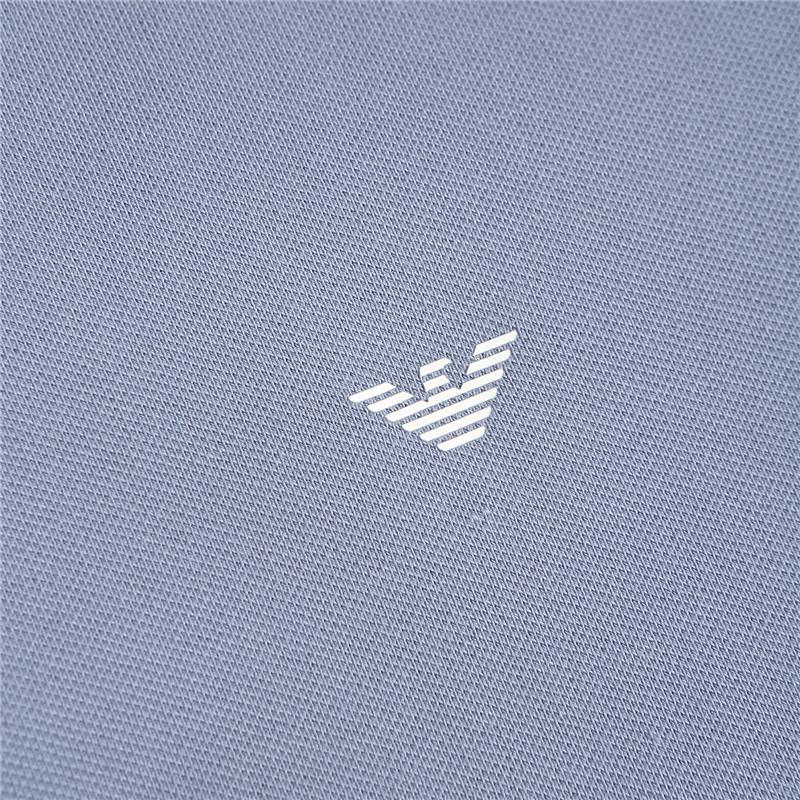 Emporio Armani SS22 Logo Striped Straight Fit Casual Short Sleeve Polo Shirt Men polo shirts Gray Blue 8N1FB3-1JPTZ-0638