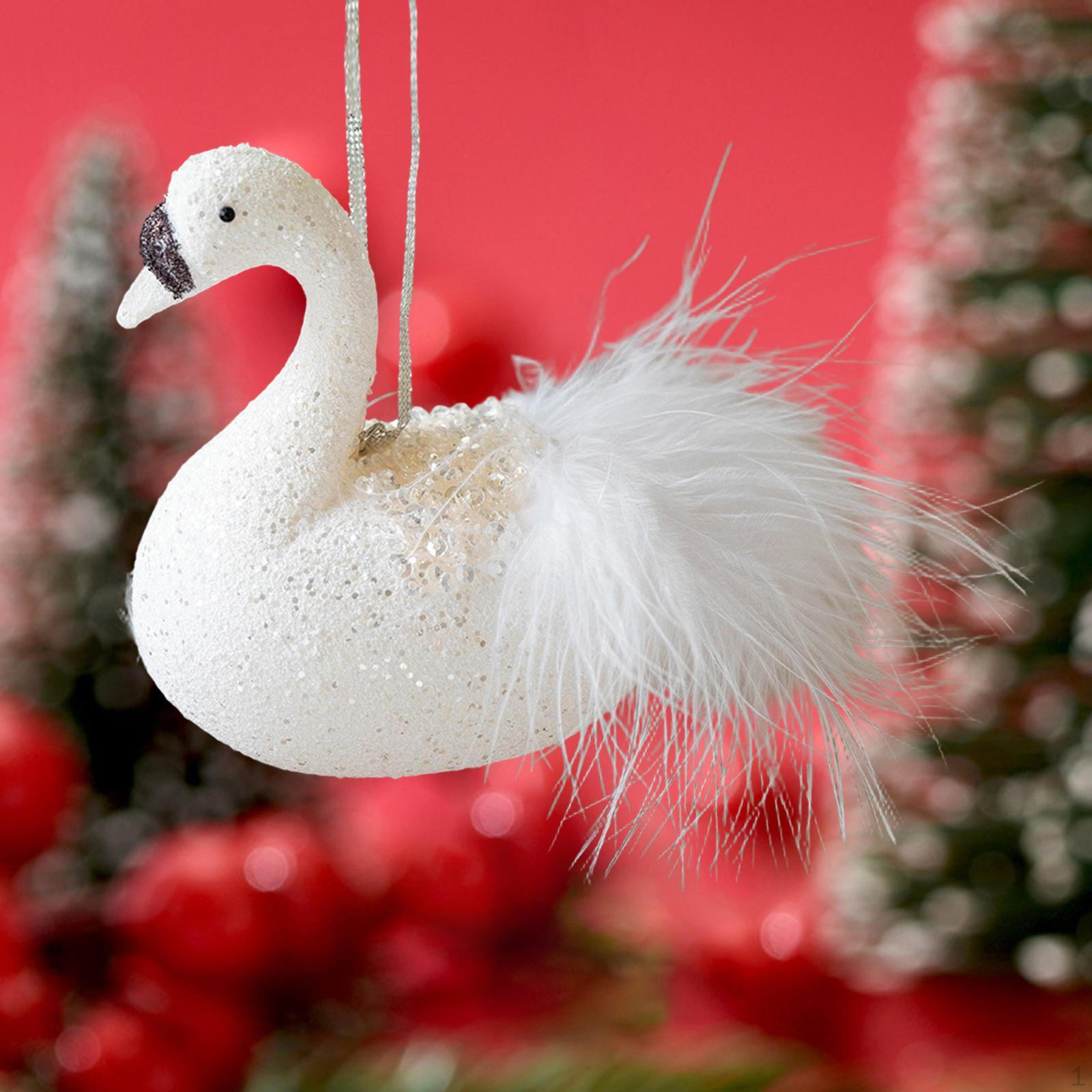 

Animal Christmas Ornament Tree Elegant Decoration, Swan Pendant for Themed Party White
