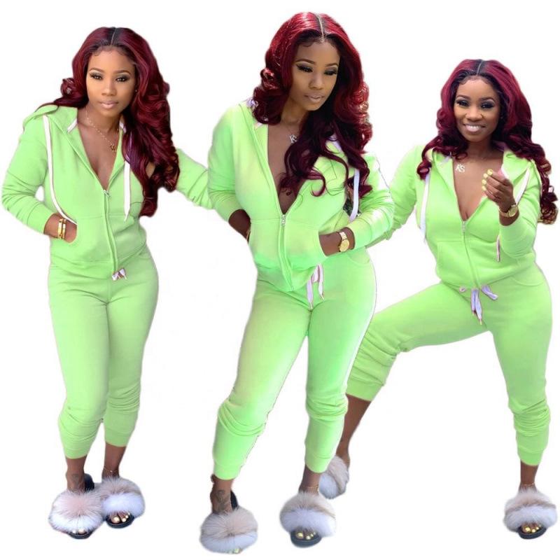 2024 Autumn Hot-Selling Women's Solid Color Hoodie Sweatshirt Sportswear Two-Piece Set