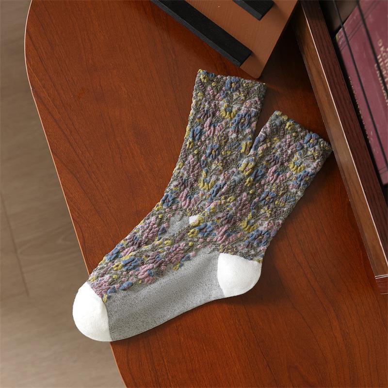 Retro Court Style Women S Socks Autumn And Winter Cotton Casual Socks Ethnic Style Literary Women S Stockings College Style Pile Socks