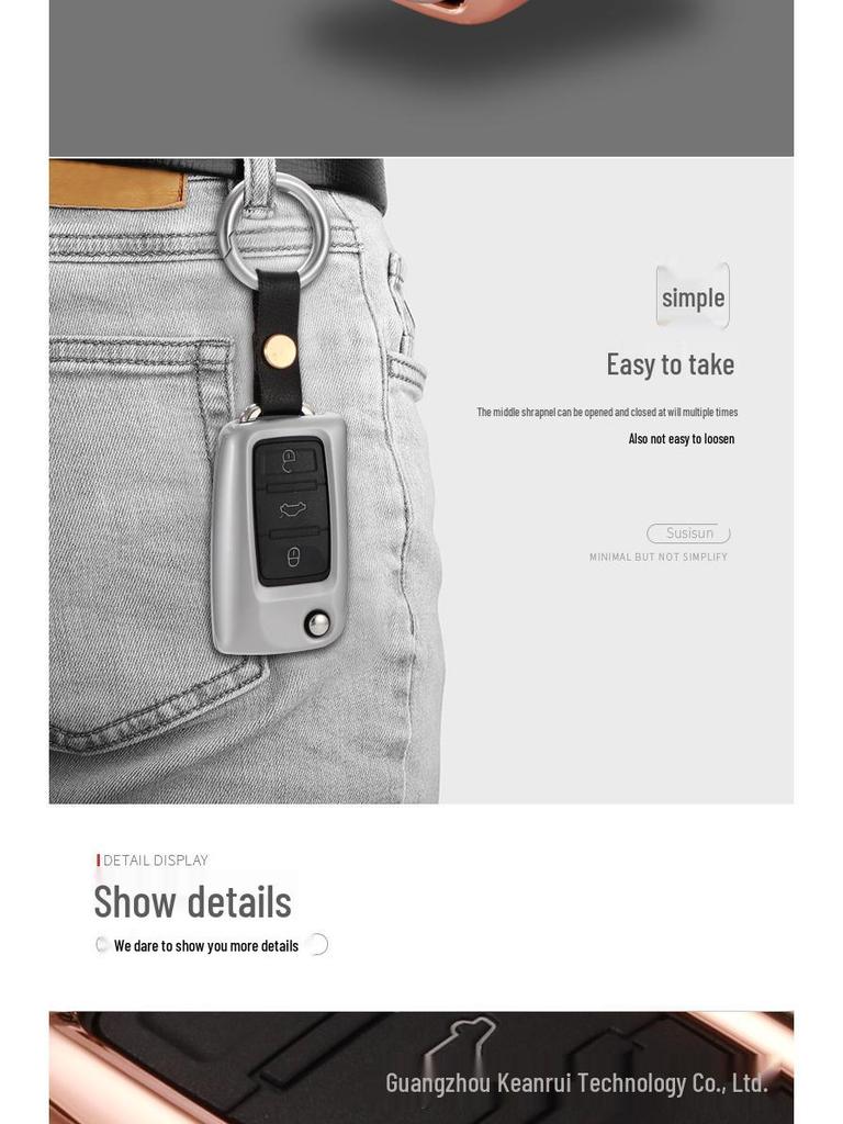 Volkswagen Metal Key Case Shell Set for Lavida, New Sagitar, Passat, Bora, Lamando, Jetta, Tiguan - Unisex