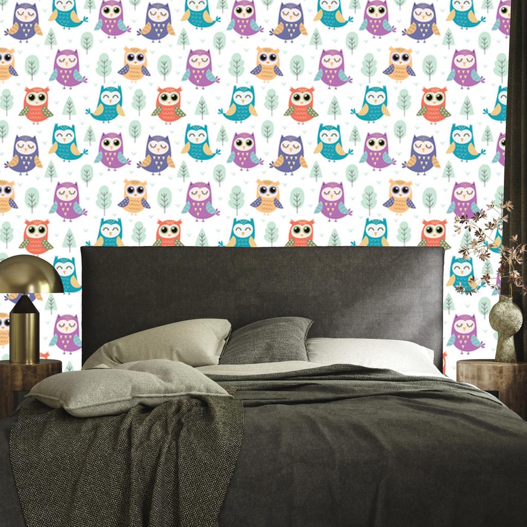 Joyful Owls Wallpaper for Living Room and Bedroom 50x1000
