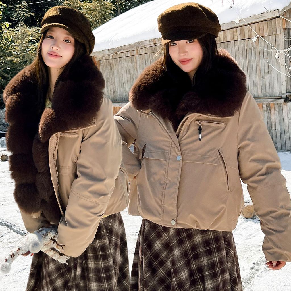 European winter new pie overcomes imitation fox fur collar down cotton coat women's short loose cotton coat